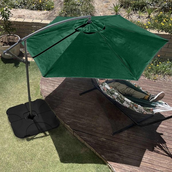 Pure Garden 9ft Half Umbrella with Base, Dusty Green 50-LG1038B